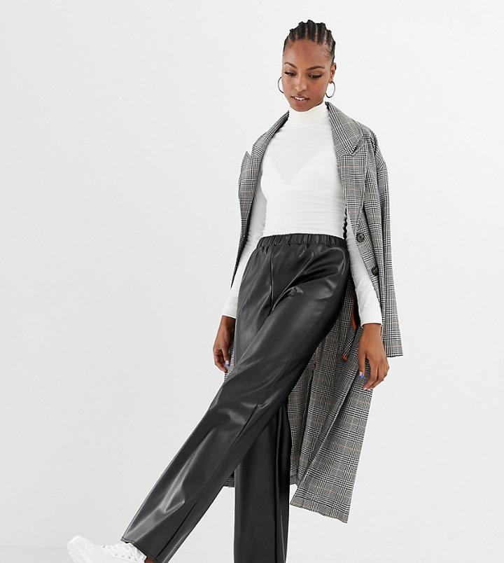 Collusion Tall Vegan Leather Look Pants - Black