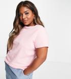 Cotton: On Curve Crew Neck T-shirt In Pink