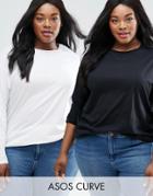 Asos Curve Ultimate Long Sleeved Tunic Oversized T-shirt 2 Pack - Multi