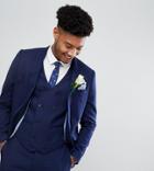 Asos Tall Wedding Skinny Suit Jacket In French Navy Micro Texture - Navy