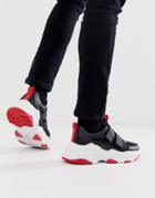 Asos Design Sneakers In Black With Chunky Sole And Straps - Black
