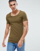 Asos Extreme Muscle Fit Scoop Neck T-shirt In Green - Green