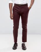 Original Penguin Formal Deep Burgundy Twill Suit Pants - Red