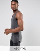 Asos Tall Longline Muscle Tank With Bound Hem In Gray - Gray
