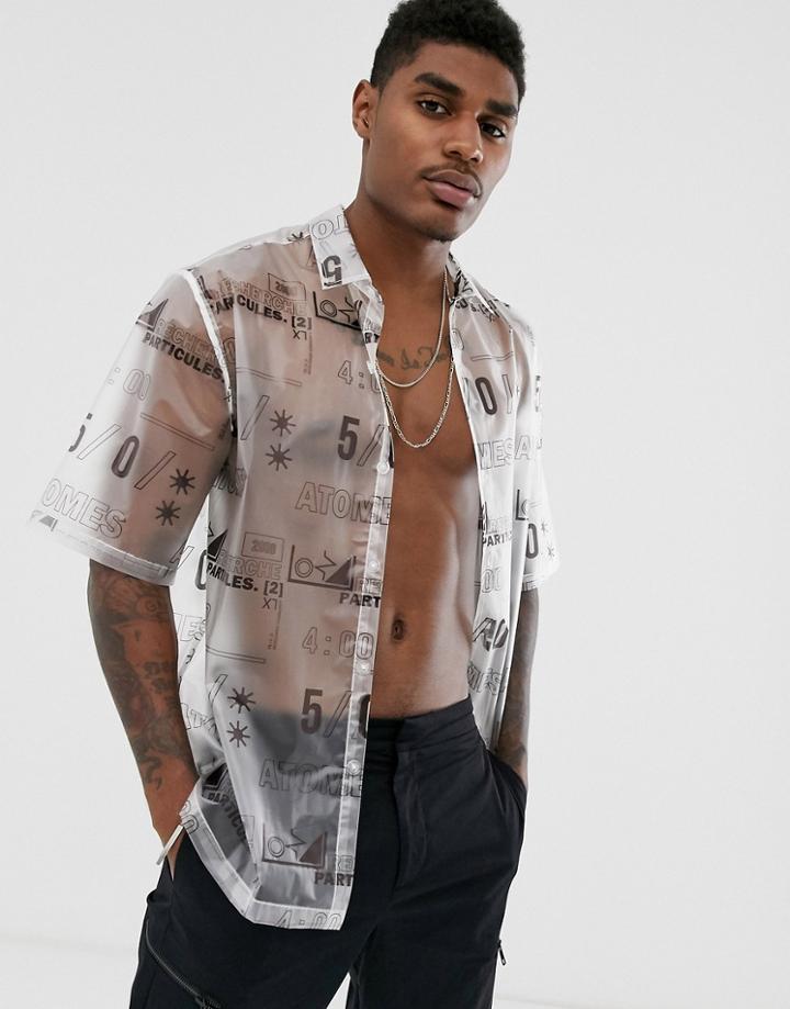 Asos Design Boxy Fit Transparent Print Shirt