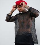 Reclaimed Vintage Revived Mesh T-shirt In Black - Blue