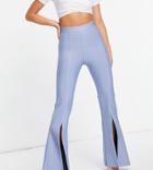 Band Of Stars Split Front Wide Leg Pants Set In Light Blue-blues