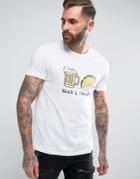 Asos Standard T-shirt With Beer And Tacos Print - White