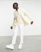 Asos Design 90s Oversized Waffle Shirt In Ecru-neutral