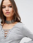 Missguided Chain Choker Necklace - Silver