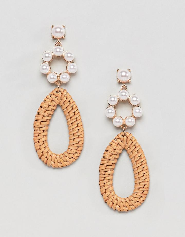 Stradivarius Pearl Drop Loop Earring - Gold