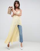 Asos White Silk Cami Top With Split Detail - Yellow