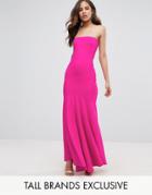 John Zack Tall Bandeau Fishtail Maxi Dress - Pink