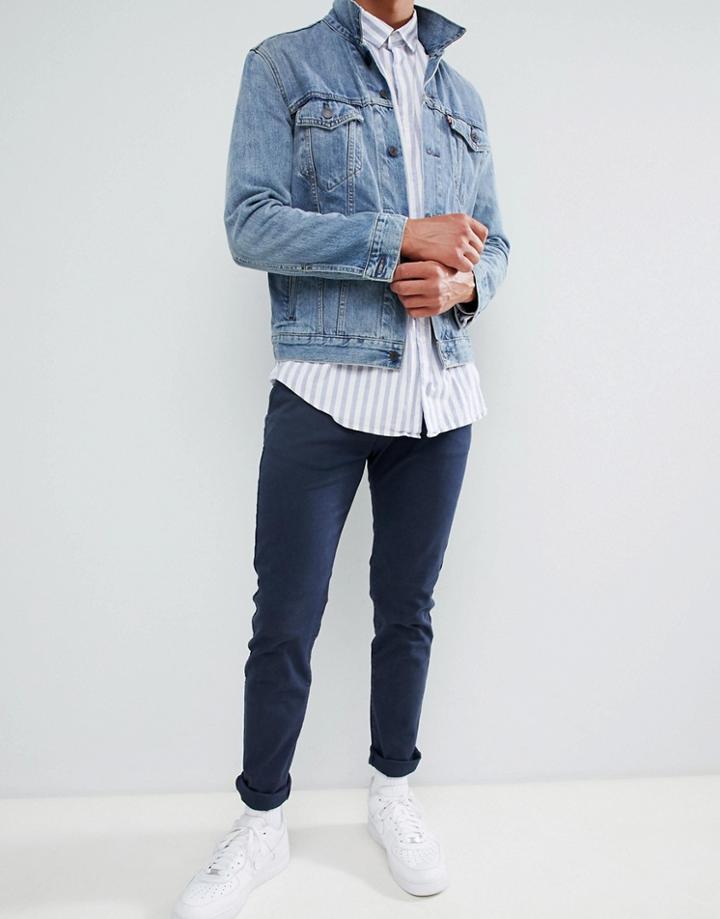 Bellfield Regular Fit Chino In Navy With Stretch - Navy