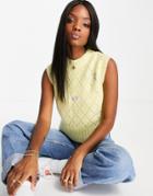 Neon Rose Shrunken Sweater Vest In Pastel Floral Knit-yellow