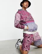 Mennace Oversized Hoodie Set In Multicolored Patchwork Paisley