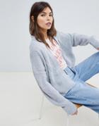 Asos Design Edge To Edge Cardigan With Cable Detail-gray