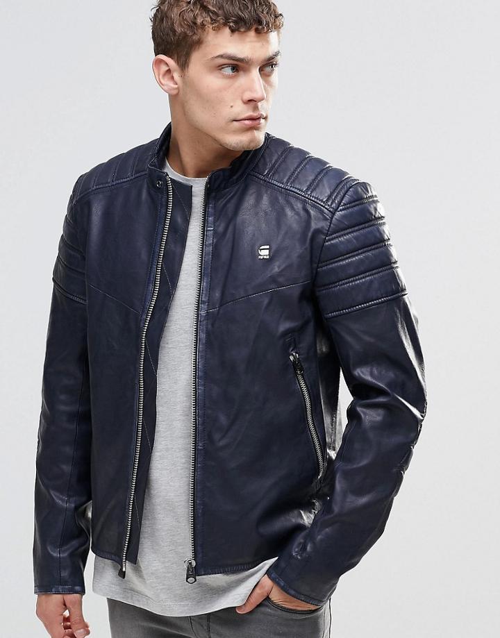 G-star Suzaki Pu Leather Jacket - Blue
