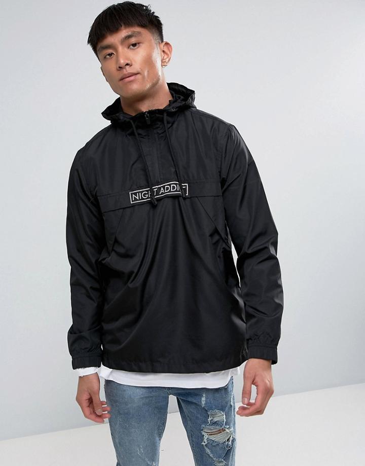 Night Addict Pullover Windbreaker Jacket - Black