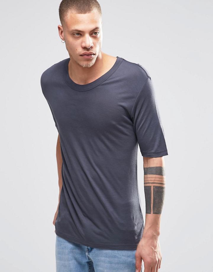 Weekday Jarmo Slinky T-shirt In Dark Gray - Gray