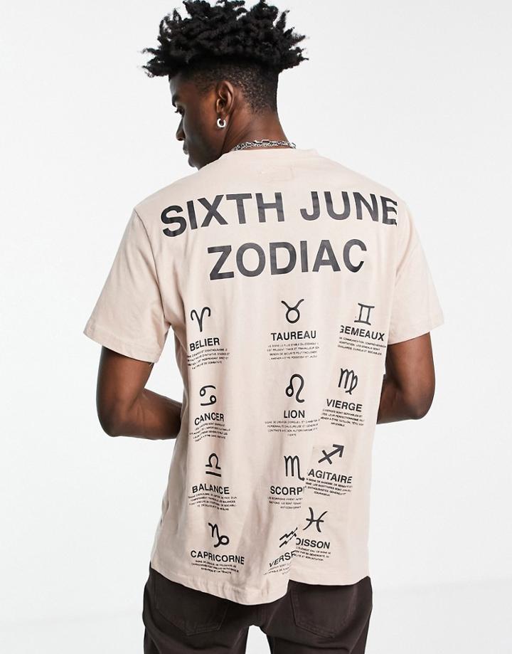 Sixth June Zodiac Oversized Back Print T-shirt In Soft Pink