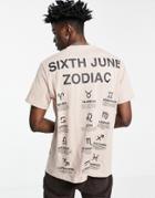 Sixth June Zodiac Oversized Back Print T-shirt In Soft Pink