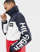 Tommy Hilfiger Limited Sailing Color Block Tech Stowaway Hood Jacket Sleeve Logo In Red/white/navy - Multi