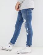 Jack & Jones Jeans In Slim Fit Distressed Denim - Blue