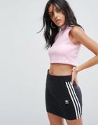 Adidas Originals Quilted High Neck Crop Tank In Pink - Pink