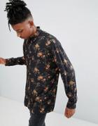 Mennace Shirt In Black Floral Reg Fit - Black