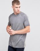 Asos Longline Raglan T-shirt With Pigment Dye And Wide Neck Trim - Wild Dove