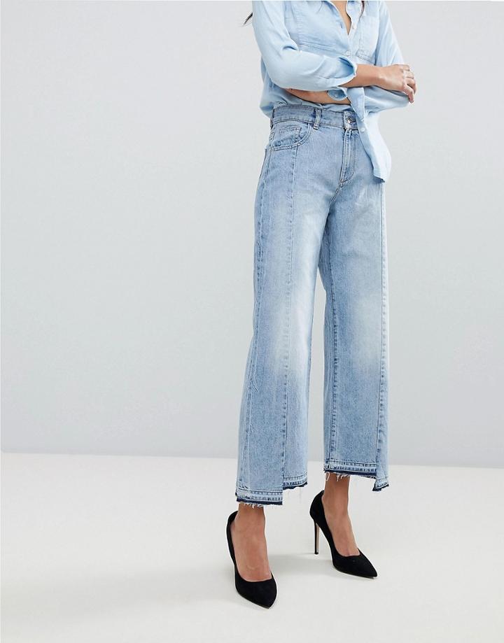 Dl1961 Hepburn High Waist Crop Jean With Uneven Hem - Blue