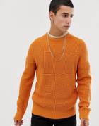 New Look Waffle Knit Sweater In Orange - Orange