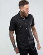 Asos Regular Fit Viscose Western Shirt In Black - Black