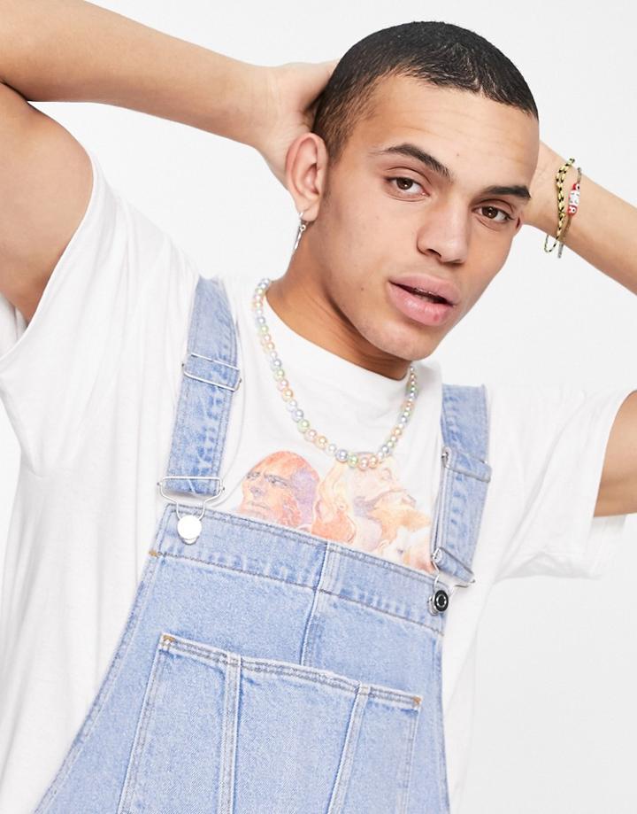 Asos Design Short 6mm Faux Pearl Neckchain In Multicolor