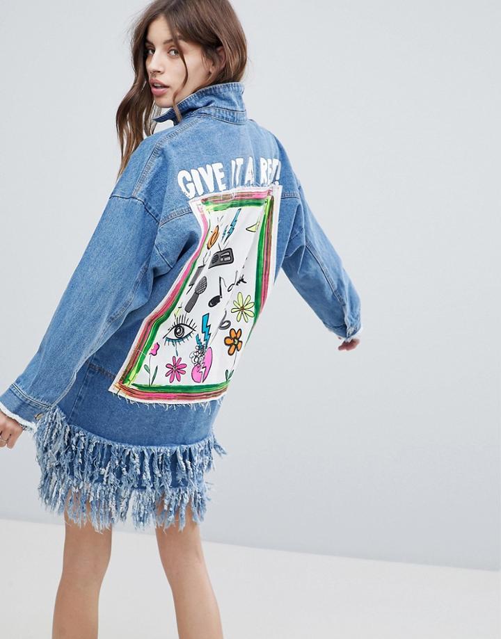 Signature 8 Denim Dress With Raw Hem - Blue