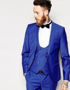 Noose & Monkey Suit Jacket With Shawl Lapel In Super Skinny Fit - Blue