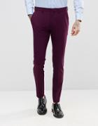 Asos Super Skinny Fit Suit Pants In Blackcurrant - Purple
