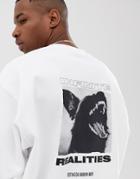 Asos Design Oversized Sweatshirt With Photographic Print In White - White