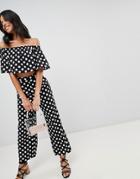 Love & Other Things Polka Dot High Waisted Wide Leg Pants - Black
