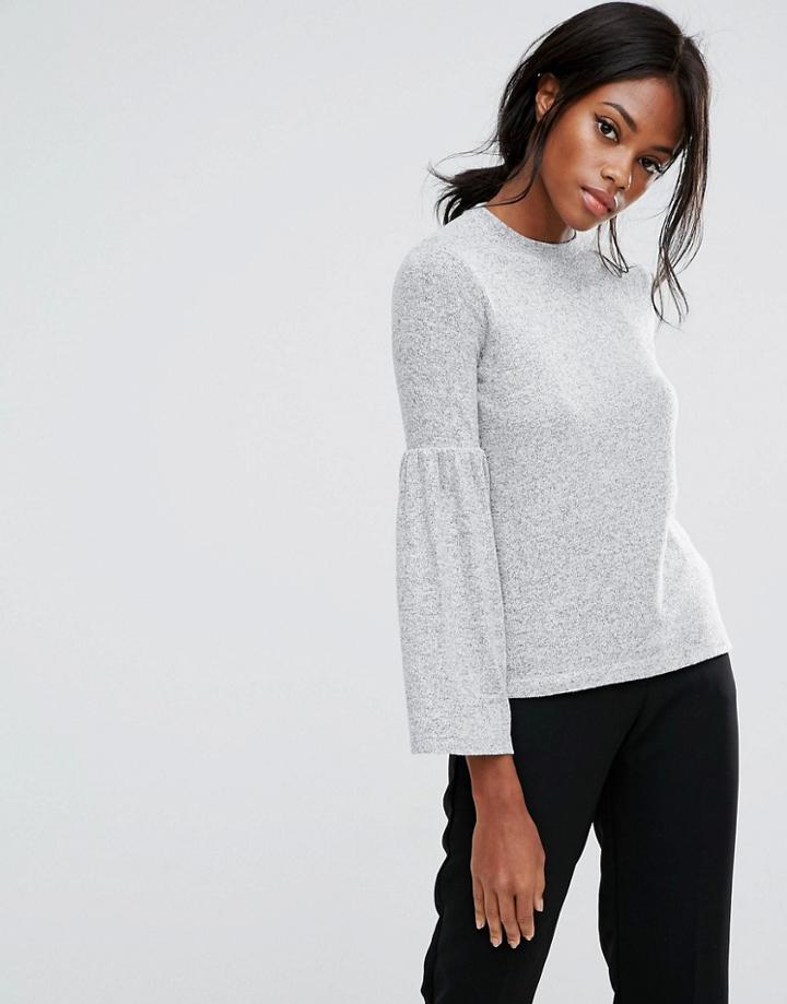 Y.a.s Kally Fluted Sleeve Top - Gray