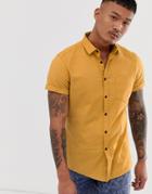 Asos Design Slim Fit Casual Oxford Shirt In Mustard - Yellow