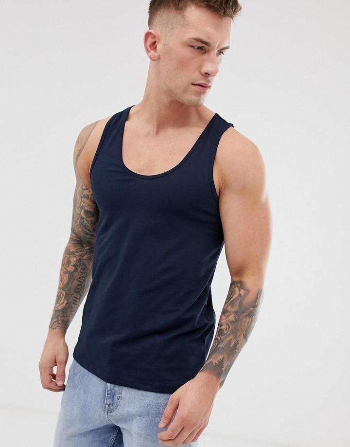 Asos Design Organic Tank In Navy