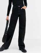 Monki Yoko Wide Leg Organic Cotton Jeans In Black