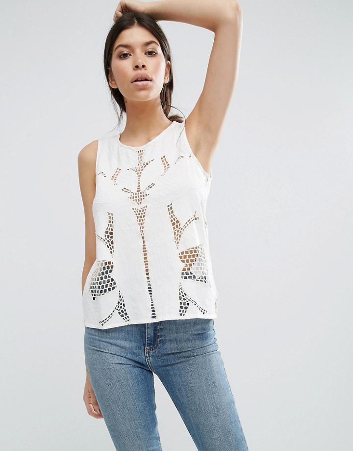 Vero Moda Cut Out Mesh Top - White
