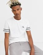 Calvin Klein Jeans Monogram Sleeve Print Crew Neck T-shirt In White
