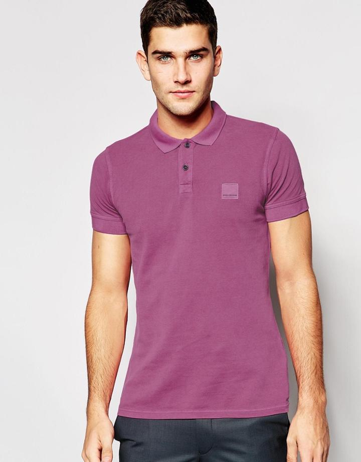 Boss Orange Polo Shirt With Logo In Slim Fit - Raspberry