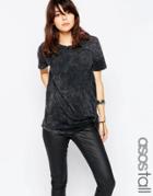 Asos Tall Washed Knot Tee - Washed Black