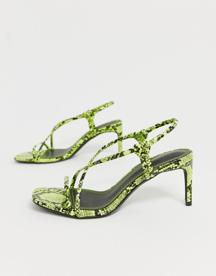 Bershka Strappy Skinny Sandals In Snake Print - Multi