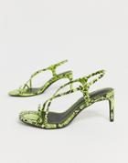 Bershka Strappy Skinny Sandals In Snake Print - Multi
